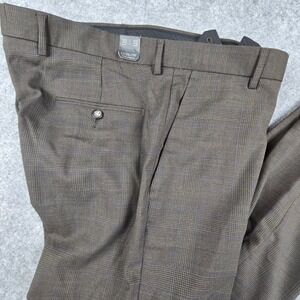 J.Crew Ludlow Slim Stretch Dress Pants 33x32 Brown Glen Plaid Wool Blend J6066
